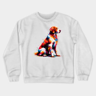 Colorful Abstract Brittany Dog in Splash Art Style Crewneck Sweatshirt